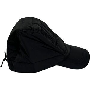 Nordstrom Open Edit‎ Black Nylon Quilted Baseball Cap Hat Brim Adjustable Cinch